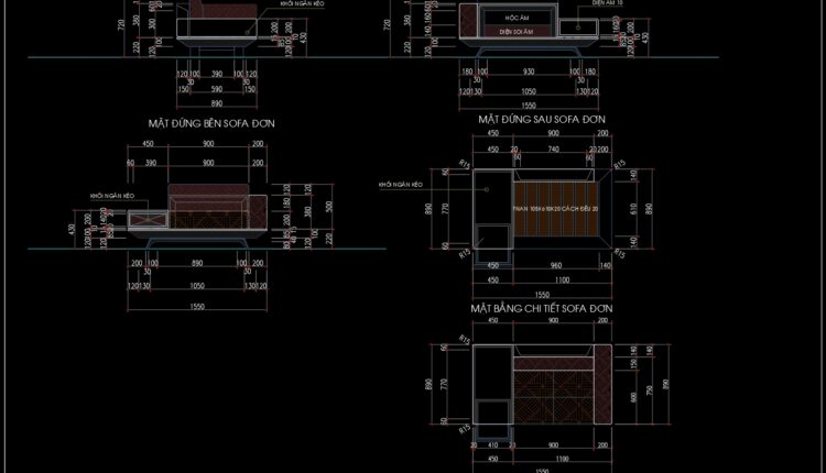 167.Walnut sofa Cad Blocks free download