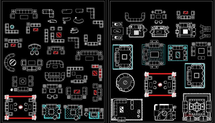 181.CAD Blocks Furniture for Bedroom Living room and Dining room