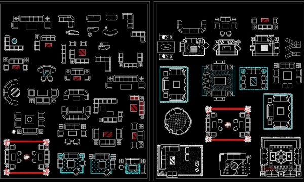 181.CAD Blocks Furniture for Bedroom Living room and Dining room