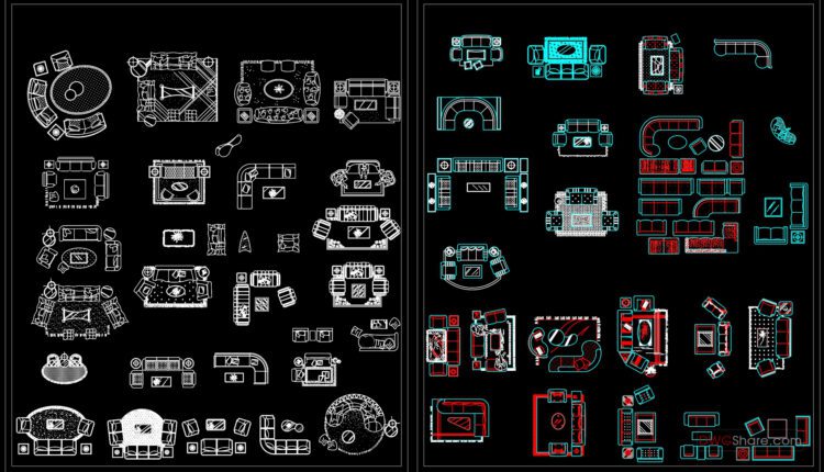 182.CAD Blocks Furniture for Bedroom Living room and Dining room