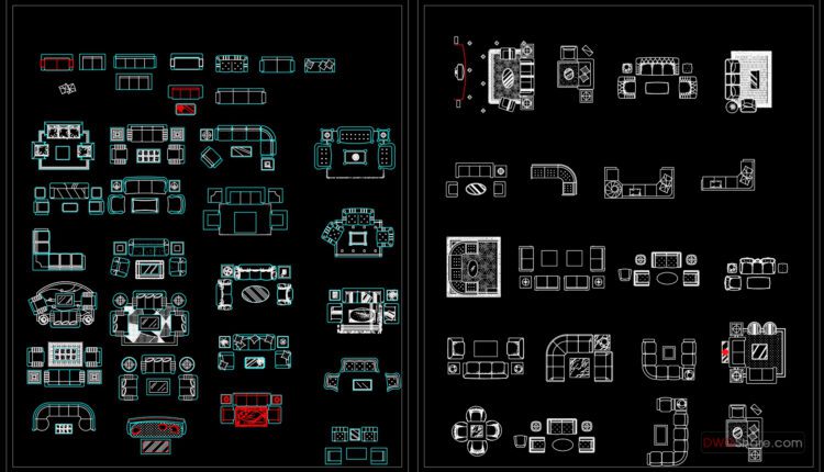 184.CAD Blocks Furniture for Living room - Free Cad Blocks, download