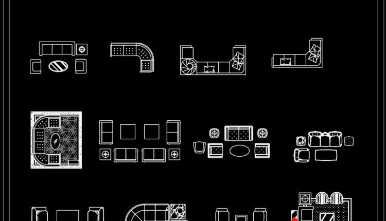 184.CAD Blocks Furniture for Living room