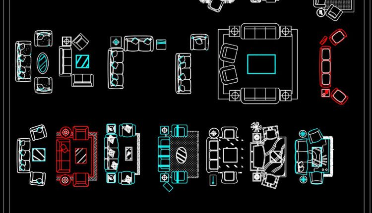 185.CAD Blocks Furniture for Living room