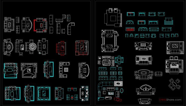 186.CAD Blocks Furniture for Living room (3)