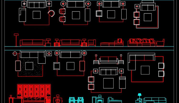 187.CAD Blocks Furniture for Living room
