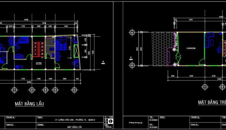 2 Stories House Plans and Faces Details AutoCAD File 5.2X15.6m