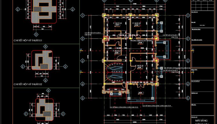 3-Story Classic Villa Plans Details AutoCAD File 12.3×16.7m