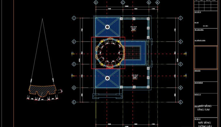 3-Story Classic Villa Plans Details AutoCAD File 12.3×16.7m