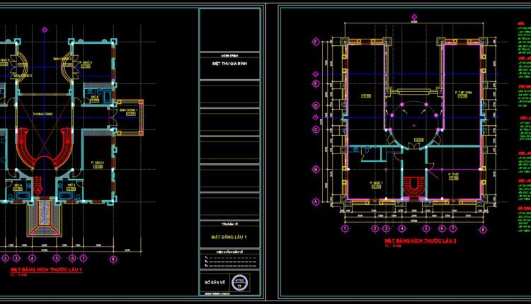 3-Story Classic Villa Plans Details AutoCAD File 16.5x19m