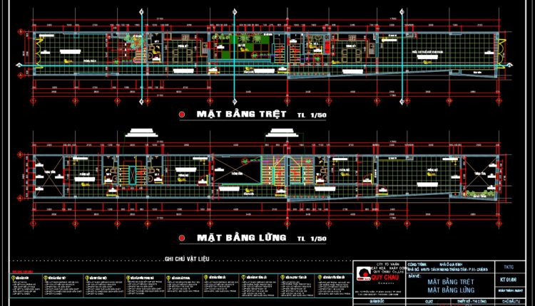 3-Story House Plans, Faces and Sections Details AutoCAD File 3.6×38.5m