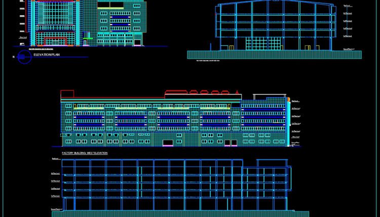 31.Industrial Factory Plan Elevation and 3D View CAD