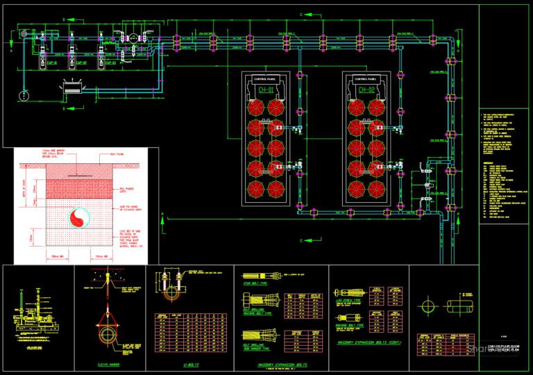 32.Free Download Of Chiller Plan Room Plan Elevation and Sections Autocad Drawing DWG