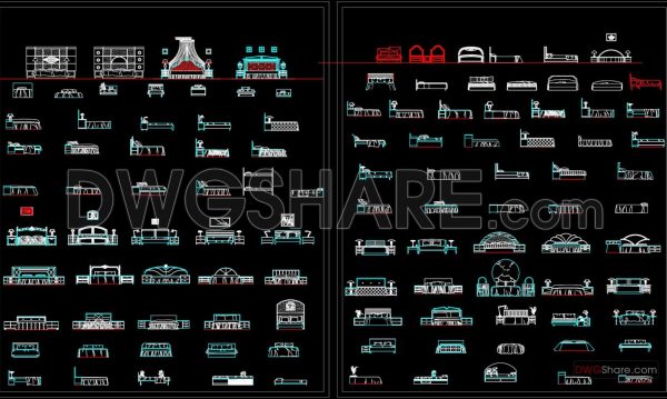 33. Beds front view AutoCAD blocks free download