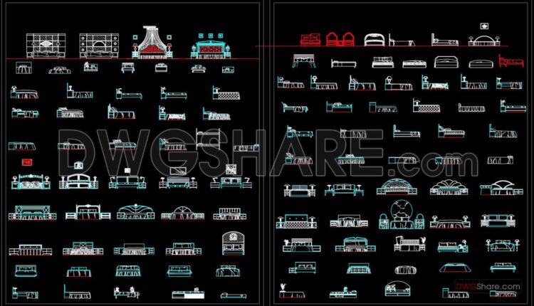 33. Beds Front View Autocad Blocks Free Download (1)
