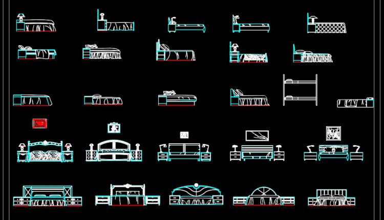 33.Bedroom top view AutoCAD blocks free download (2)