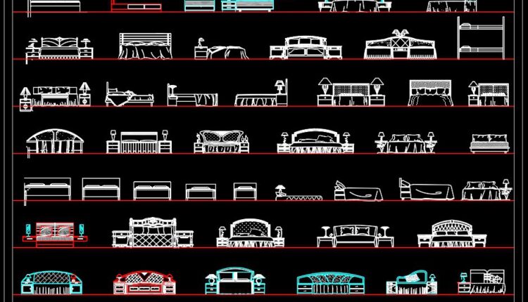 34. Beds Front View Autocad Blocks Free Download (2)