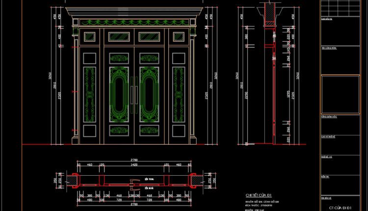 354.Free cad blocks Detail door DWG download