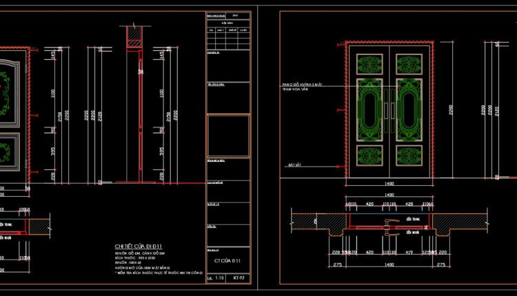 358.Free cad blocks Detail door DWG download