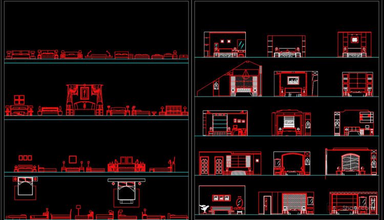 36.Beds front view AutoCAD blocks free download (1)