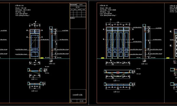 361.Free cad blocks Detail doors windows DWG download