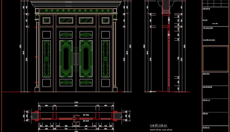 362.Free cad blocks Detail door DWG download