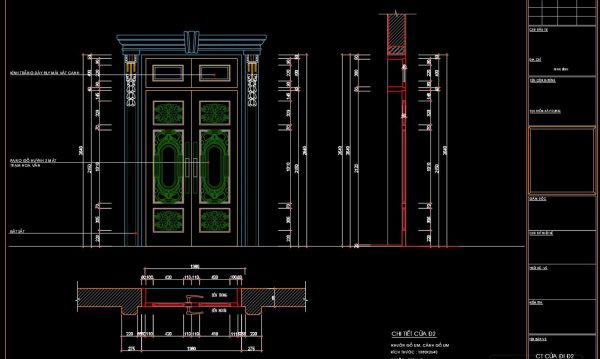 363.Free cad blocks Detail door DWG download