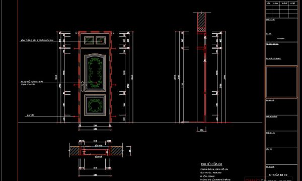 364.Free cad blocks Detail door DWG download