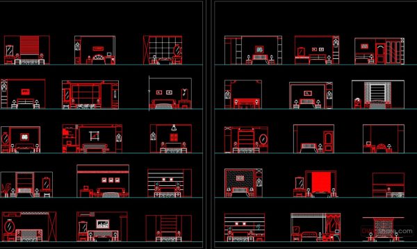 37.Beds front view AutoCAD blocks free download