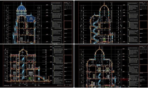4 Stories House Sections Details AutoCAD File