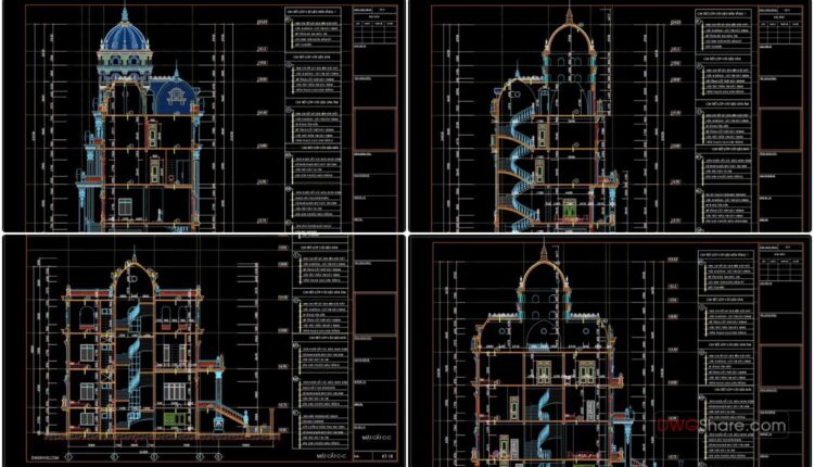 4 Stories House Sections Details AutoCAD File
