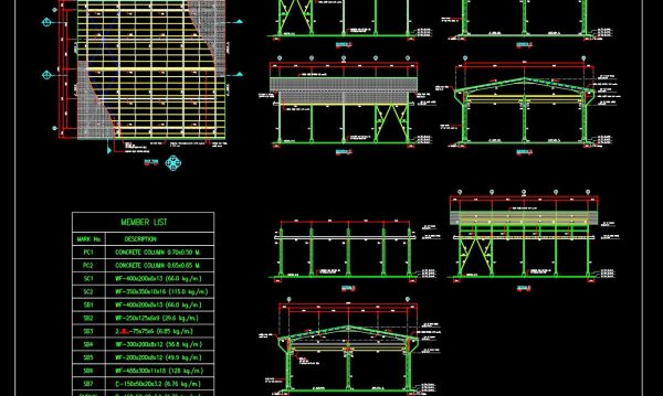 4 years ago
                

                
             4,55952.Shelter Steel Structure Plan and Elevations Details Autocad Drawing