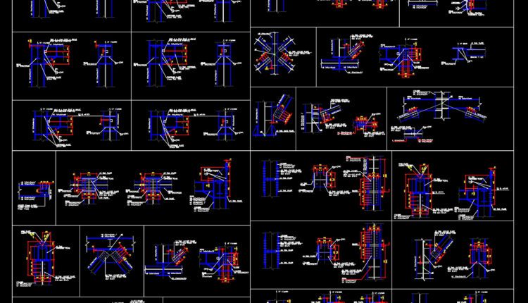 53.All Steel Connection Fabrication Types AutoCAD File Free Download