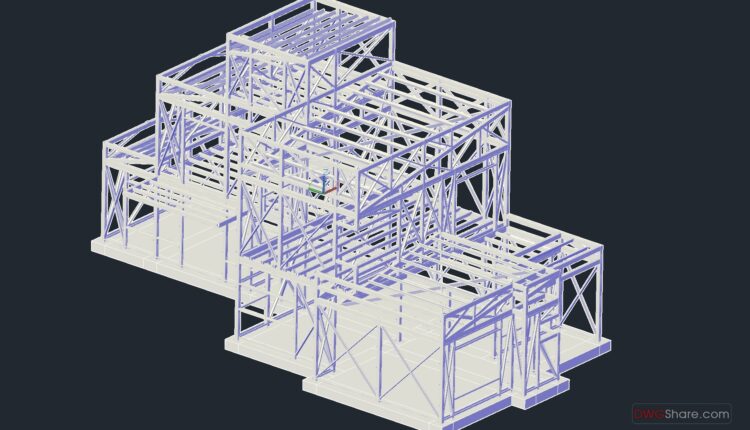 59.Free Download of Factory Steel Structure 3D Autocad Drawing DWG (2)