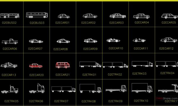 62.Vehicle in Elevation AutoCAD blocks free download