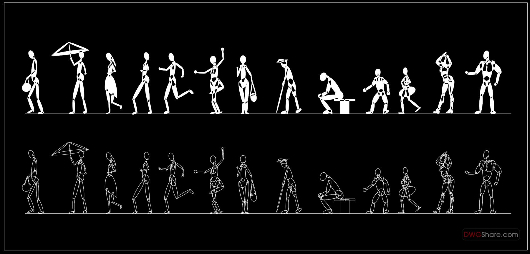 63.Stylized Human Figures free AutoCAD drawings