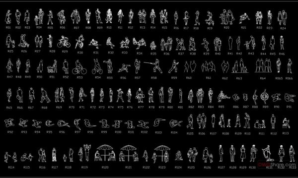 65.Set of people – people – children CAD blocks free download