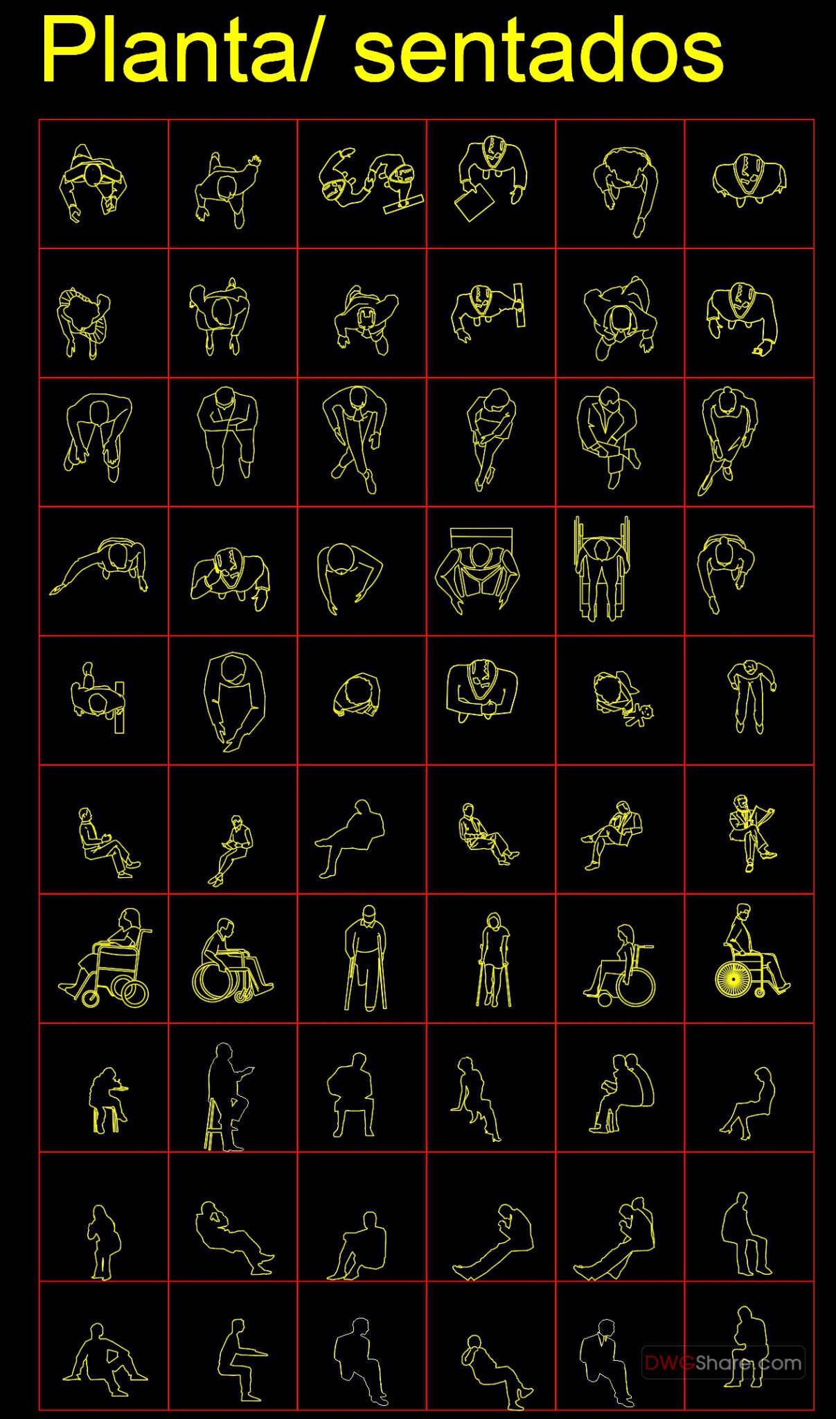67.Blocks Of Different People Free AutoCAD