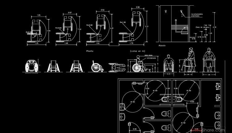 69.Free drawings of toilet for disabled persons in autocad