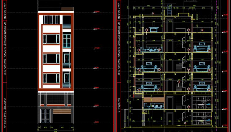7-Story House a Complete Project AutoCAD File 6x10m