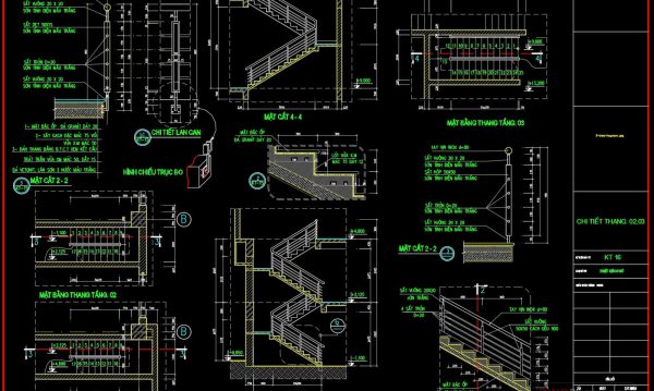 72.Detailed drawings of stairs in autocad file