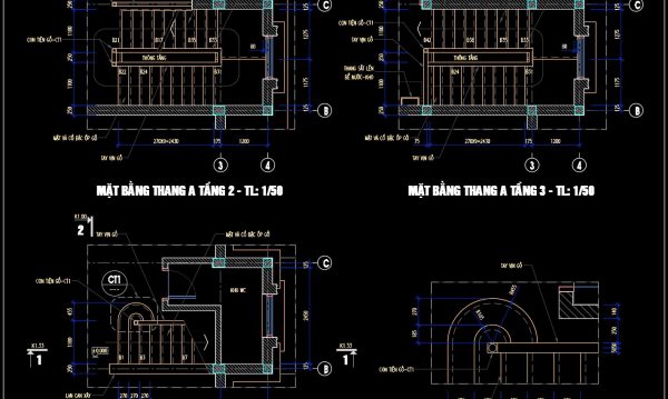 73.Detailed drawings of stairs in autocad file