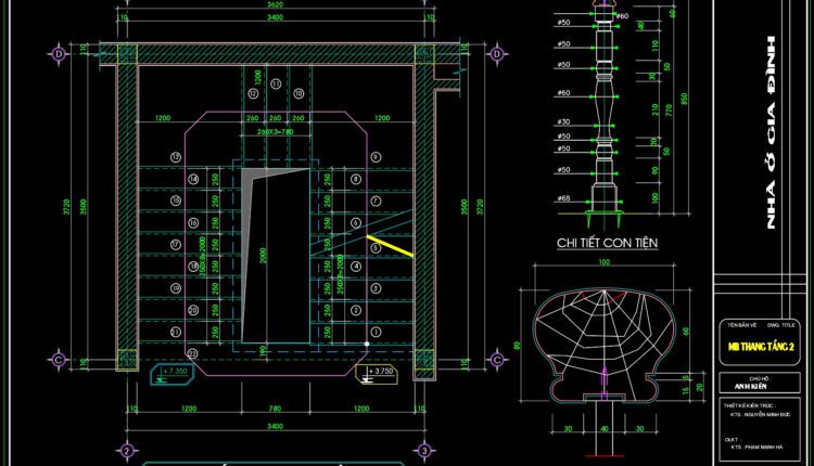 74.Detailed drawings of stairs in autocad file