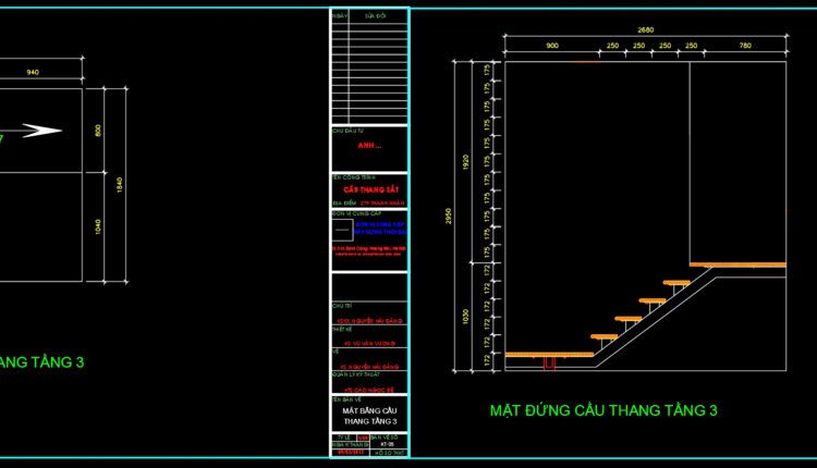 75.Chi tiết cầu thang gỗ xương cá file autocad