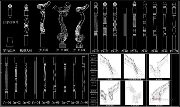 76.Detailed drawings of stairs in autocad file