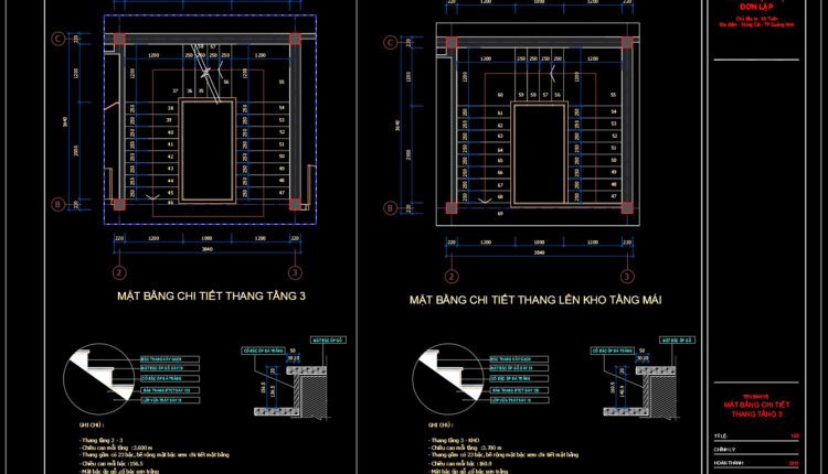 79.Detailed drawings of stairs in autocad file