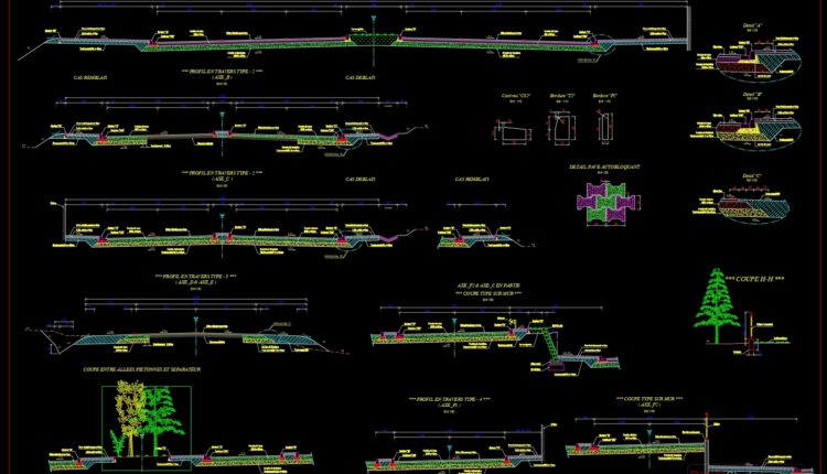 80.Autocad Drawing Of Urban Park Cross Sections Details For Free Download