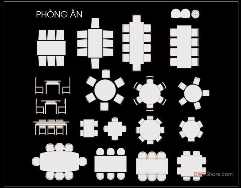 84.Free Download Dining tables CAD Drawing DWG