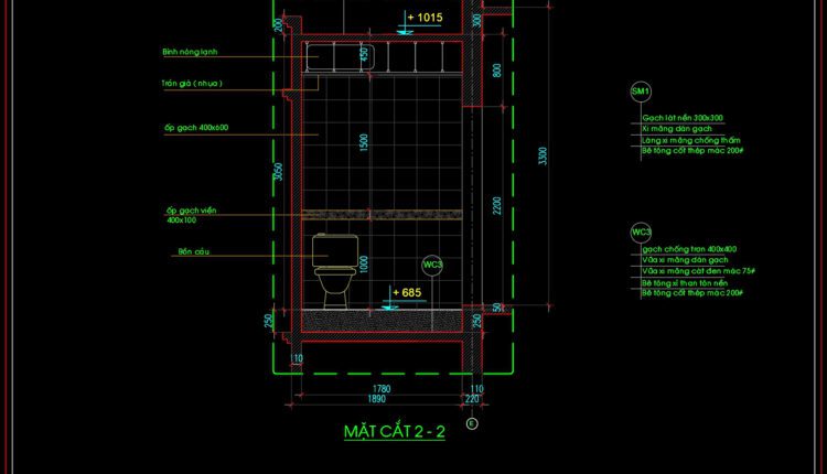 86.WC Layout Plan and elevations details AutoCAD drawing download