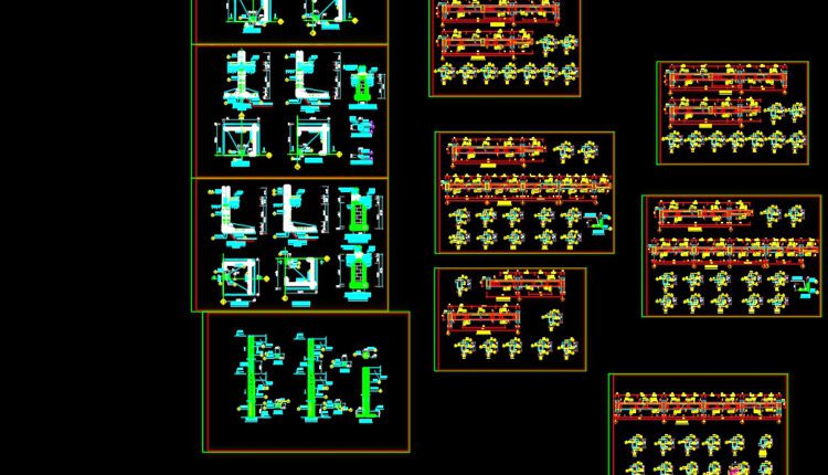 1-Story House Plans, Faces and Sections Details AutoCAD File 10x18m