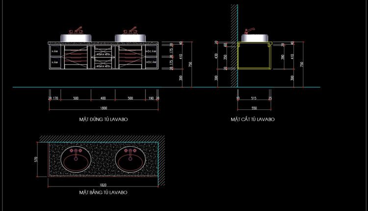 177.Autocad Drawing Of Walnut Lavabo Cabinet Details For Download ...